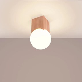 Stropné svietidlo v prírodnej farbe so skleneným tienidlom 12x12 cm Rayer – Sollux