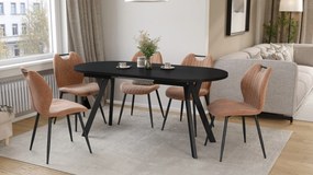 Mazzoni ALMO Čierny mat / čierne nohy - OVÁLNY ROZKLADACÍ STÔL 140-240 cm PRE 10-12 OSÔB