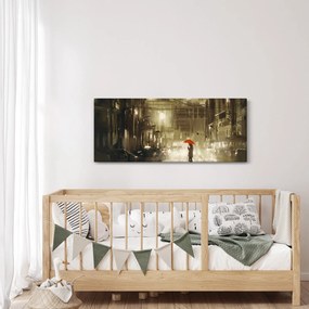 Obraz - Žena za daždivej noci (120x50 cm)