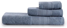 Modré froté bavlnené uteráky a osušky v súprave 3 ks Piramit – Foutastic