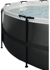 Nadzemný bazén rámový EXIT Black Leather Style ø450 x 122 cm dizajn kože s pieskovou filtráciou a rebríkom čierny