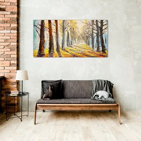 Skleneny obraz Maľovanie lesných stromov