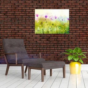 Sklenený obraz - Lúčne kvety (70x50 cm)