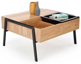 Konferenčný stolík Podium, prírodné drevo / čierna