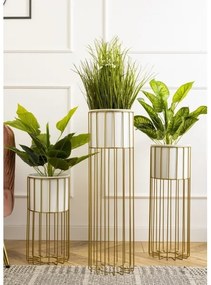 Kovový kvetináč LOFT 70x20 cm zlatá/biela