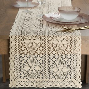 EUROFIRANY AŽÚROVÝ BEHÚŇ NA STÔL MARY 40X140 CM SVETLOBÉŽOVÝ