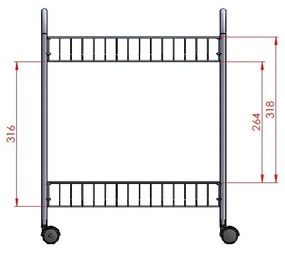 Pojazdný dvojposchodový regál Metaltex Greg, dĺžka 41 cm