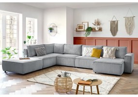 Svetlosivá menčestrová rohová pohovka (ľavý roh/do tvaru "U") Nihad modular – Bobochic Paris