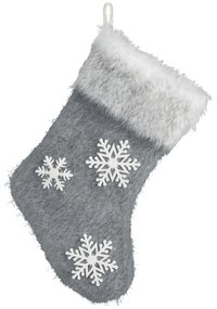 VIANOČNÁ PONOŽKA NA KRB SNOWFLAKE 22X45 CM SIVÁ