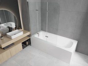 Mexen Vega obdĺžniková vaňa 160 x 70 cm s obkladom a 3-krídlovým zástenom 120 cm, transparentná, chróm