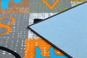 Koberec JUMPY Patchwork sivý/pomarančový/nebeský
