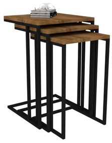 Sada odkladacích stolíkov Pino 3 ks hnedo-čierna