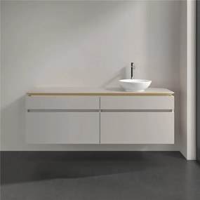 VILLEROY &amp; BOCH Legato závesná skrinka pod umývadlo na dosku (umývadlo vpravo), 4 zásuvky, 1600 x 500 x 550 mm, Soft Grey, B59800VK