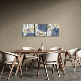 Obraz - Ruže a kruhy (s hodinami) (90x30 cm)