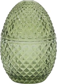 Zelená sklenená dóza vajíčko Saint-Émilion - Ø 8*12 cm