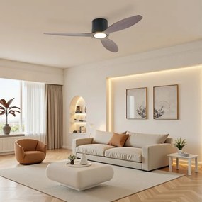 ZEVENTI - stropný LED ventilátor VENTORA LED/24W/230V Wi-Fi Tuya čierna/orech + diaľkové ovládanie
