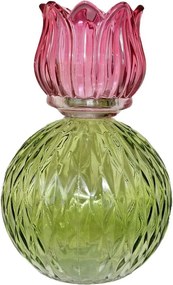 Pastelovo ružový sklenený svietnik / váza tulipán Love Tulip - Ø 11*17 cm