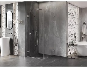 Mexen Lunar-F, 1-krídlový sprchový kút so skladacími dverami, ľavý, 100 x 70 cm, 8mm číre sklo, brúsená oceľ profil, 836-100-070-97-00-L