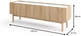 TV stolek Boho La 144 cm dub riviera/bílý mramor