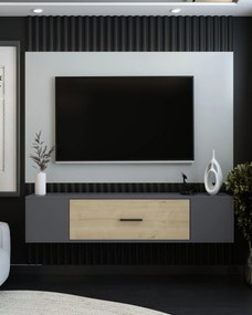 TV stolík/skrinka Kondor (antracit + dub zafírový). Akcia -16%. Vlastná spoľahlivá doprava až k Vám domov. 1127726