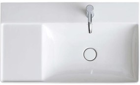 DURAVIT DuraSquare asymetrické umývadlo do nábytku s otvorom, bez prepadu, odkladacia plocha vľavo, spodná strana brúsená, 800 x 470 mm, biela, 2349800071