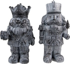 2ks sivá antik dekorácia Luskáčik - 11*8*21 cm