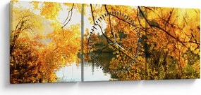 Obraz - Jesenný strom (s hodinami) (90x30 cm)