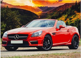 Sklenený obraz - červený Mercedes (70x50 cm)