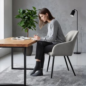 Sada šiestich jedálenských stoličiek ESTELLE zamatové, sivé / čierne nohy (6 ks)