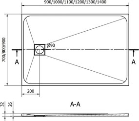 Mexen Bert obdĺžnikový sprchovací kút SMC 90 x 80 cm, biely - 4K108090