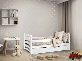 Detská posteľ MELA 80 x 160 cm, biela Rošt: S lamelovým roštom, Matrac: Matrac EASYSOFT 8 cm