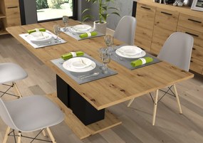 Jedálenský  stôl Nulakka I (dub artisan + matná čierna) (pre 6  až 8 osôb). Akcia -21%. Vlastná spoľahlivá doprava až k Vám domov. 1124855
