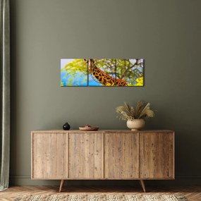 Obraz žirafy v Afrike (s hodinami) (90x30 cm)