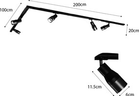 Moderný koľajnicový systém s 5 reflektormi béžový so zlatom 1-fázový - Iconic Kohua