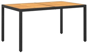 Záhradný stôl 150x90x75 cm akáciové drevo a polyratan čierny 310578