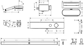 Hansgrohe WallStoris, Set sprchovej hlavice 105, 3 prúdy, termostatu a kúpeľňových doplnkov, matná biela, HAN-24250700