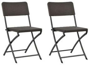 vidaXL Skladacie záhradné stoličky 2 ks, HDPE a oceľ, hnedé-