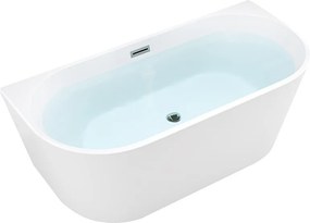 BPS-koupelny Voľne stojaca akrylátová vaňa k stene HYD-LE527B 150x75 biela, odtokový komplet chróm