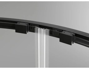 Mexen Exo, asymetrický sprchový kút s posuvnými dverami 90 x 90 cm, 6mm číre sklo, čierny profil, 8132-090-090-70-00