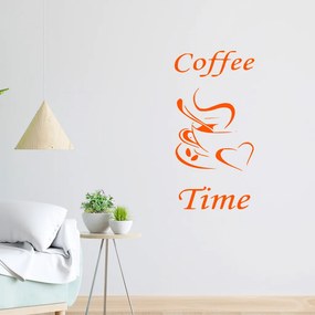 Veselá Stena Samolepka Coffee time Farba: oranžová, Veľkosť: 100 x 50 cm