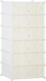 HOMCOM Plastový regál na topánky pre 6 párov - Biela, 49 x 36,5 x 108 cm | Aosom