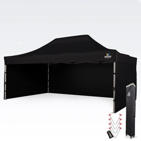 BRIMO Nožnicový párty stan PREMIUM ALU 4x6 m s 3 stenami čierny
