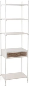Biely antik kovový policový regál so šuplíkom Valio White - 55*37*185cm