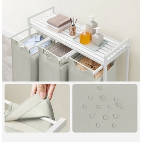 Trojdielny kôš na bielizeň, krémový