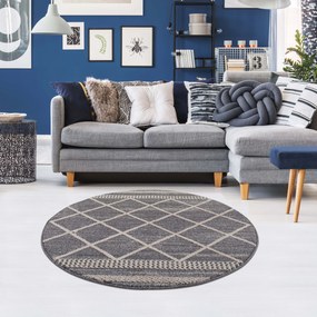Dekorstudio Moderný okrúhly koberec ART 2645 sivý Priemer koberca: 120cm