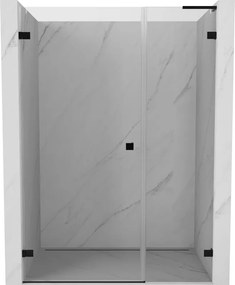 Mexen Lunar-B, L Otočné ľavé sprchové dvere 150 cm, číre sklo, čierny profil, 832SL-150-050-70-00-L
