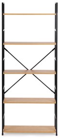 ModernHome Široký moderný drevený regál LOFT s 5 policami
