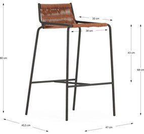 Terakotová kovová barová stolička (výška sedadla 65 cm) Emily – Marckeric