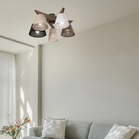 Brilagi - LED  Prisadený luster ANTHONY 5xE14/40W/230V dub orech