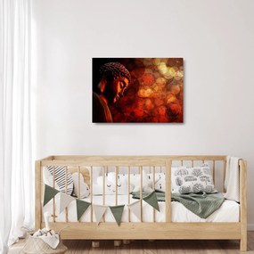 Sklenený obraz - Budha v červených tónoch (70x50 cm)